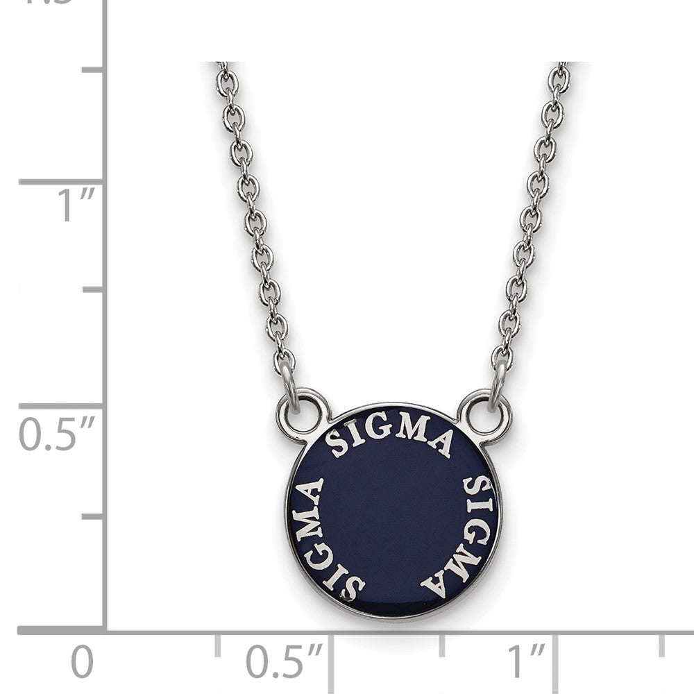 Sterlingsilber Rhodiniert Logoart Sigma Sorority Text Klein Farbe Emaille Anhänger 18 Zoll Halskette