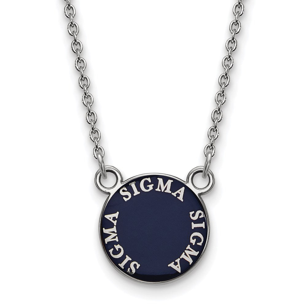 Sterlingsilber Rhodiniert Logoart Sigma Sorority Text Klein Farbe Emaille Anhänger 18 Zoll Halskette