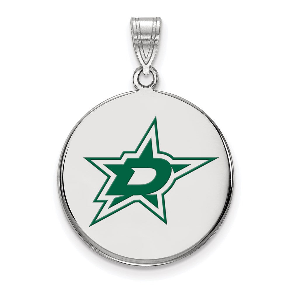 Sterlingsilber Rhodiniert Nhl Logoart Dallas Sterne Groß Emailliert Plättchen Anhänger