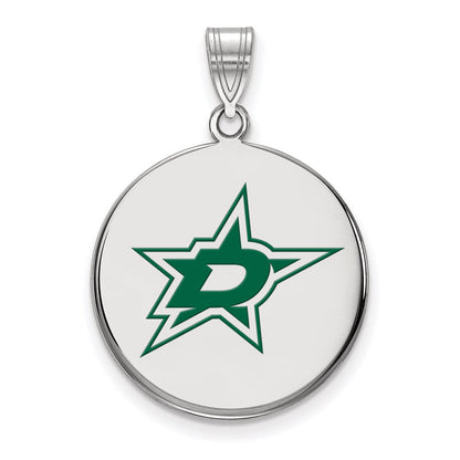 Sterlingsilber Rhodiniert Nhl Logoart Dallas Sterne Groß Emailliert Plättchen Anhänger