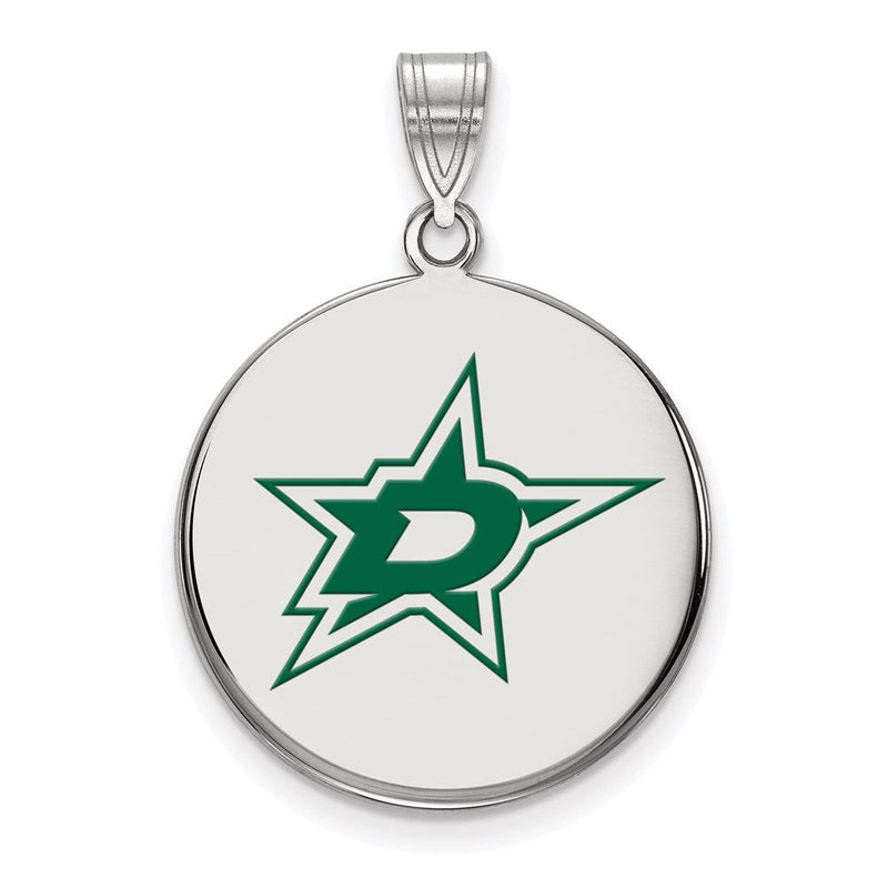 Sterlingsilber Rhodiniert Nhl Logoart Dallas Sterne Groß Emailliert Plättchen Anhänger