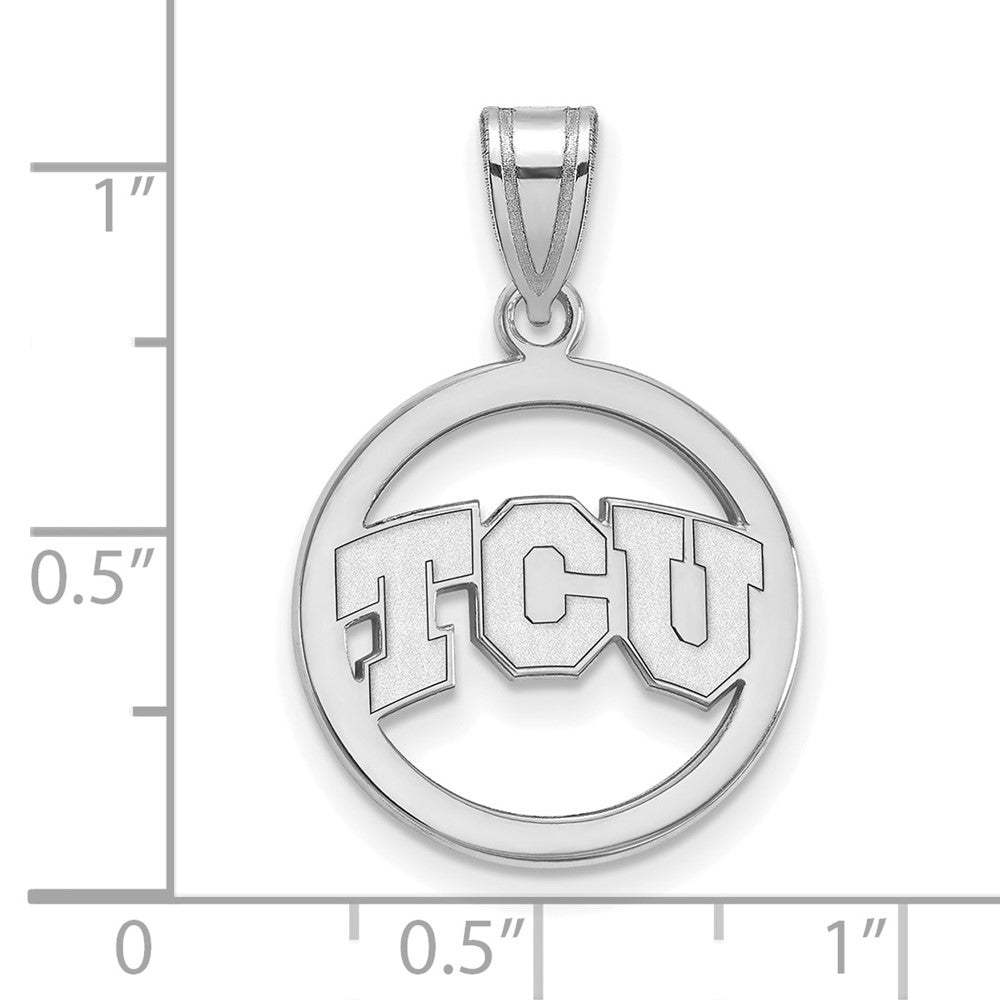 Sterlingsilber Rhodiniert Logoart Texas Christlich University T C U Med Kreis Anhänger