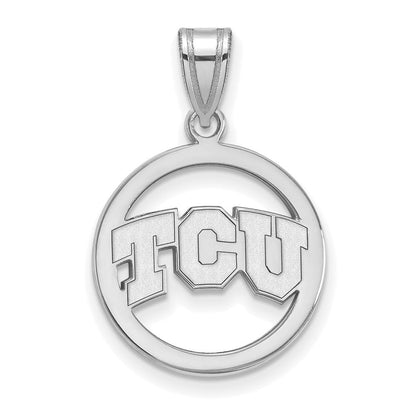 Sterlingsilber Rhodiniert Logoart Texas Christlich University T C U Med Kreis Anhänger