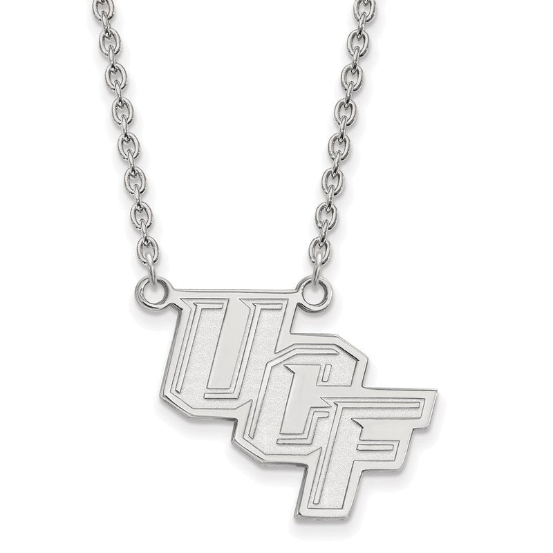 Sterlingsilber Rhodiniert Logoart University Of Central Florida U C F Groß Anhänger 18 Zoll Halskette