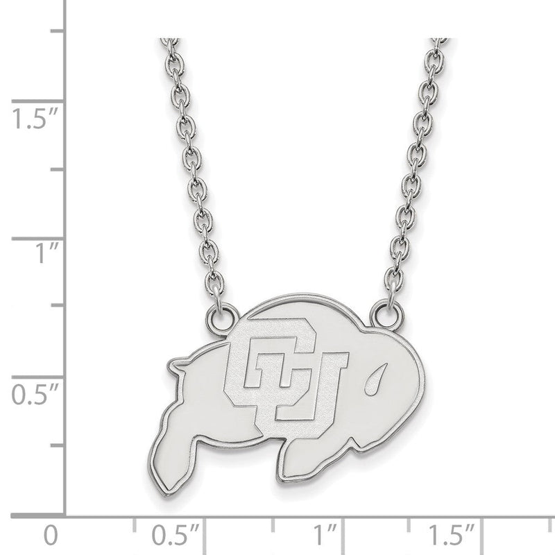 10K Weißgold Logoart University Of Colorado Buffalo Groß Anhänger 18 Zoll Halskette