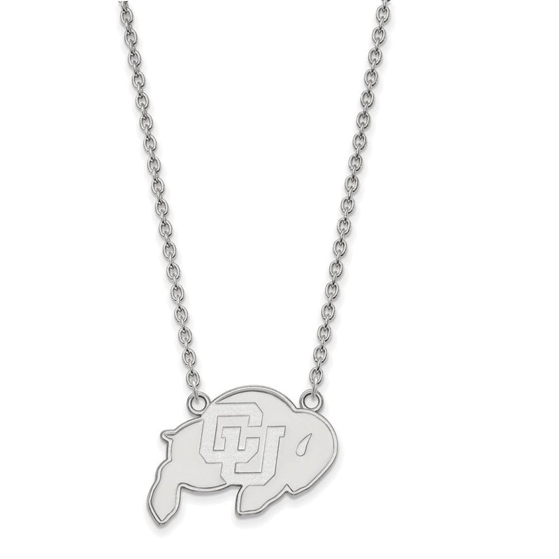 Sterlingsilber Rhodiniert Logoart University Of Colorado Buffalo Groß Anhänger 18 Zoll Halskette