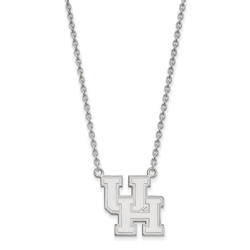 10K Weißgold Logoart University Of Houston U H Groß Anhänger 18 Zoll Halskette
