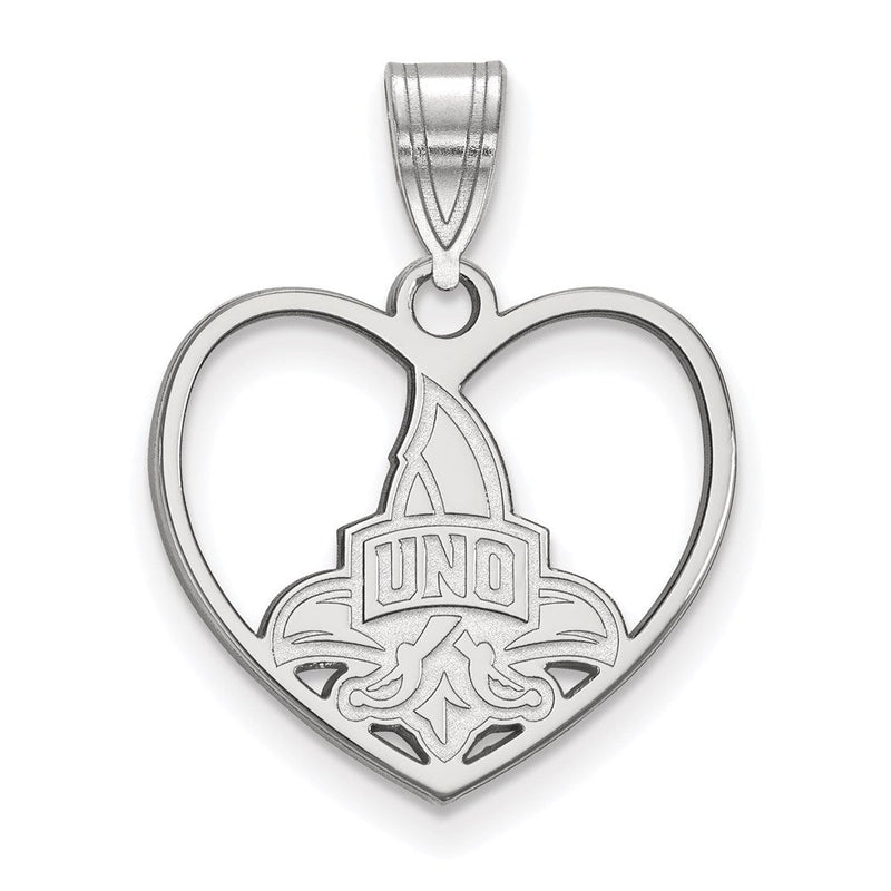 Sterlingsilber Rhodiniert Logoart University Of New Orleans U N O Herz Anhänger