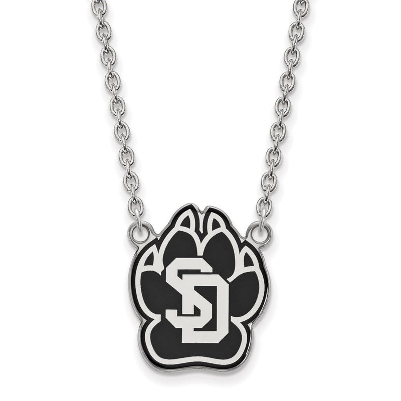 Sterlingsilber Rhodiniert Logoart University Of South Dakota Groß Emailliert Anhänger 18 Zoll Halskette