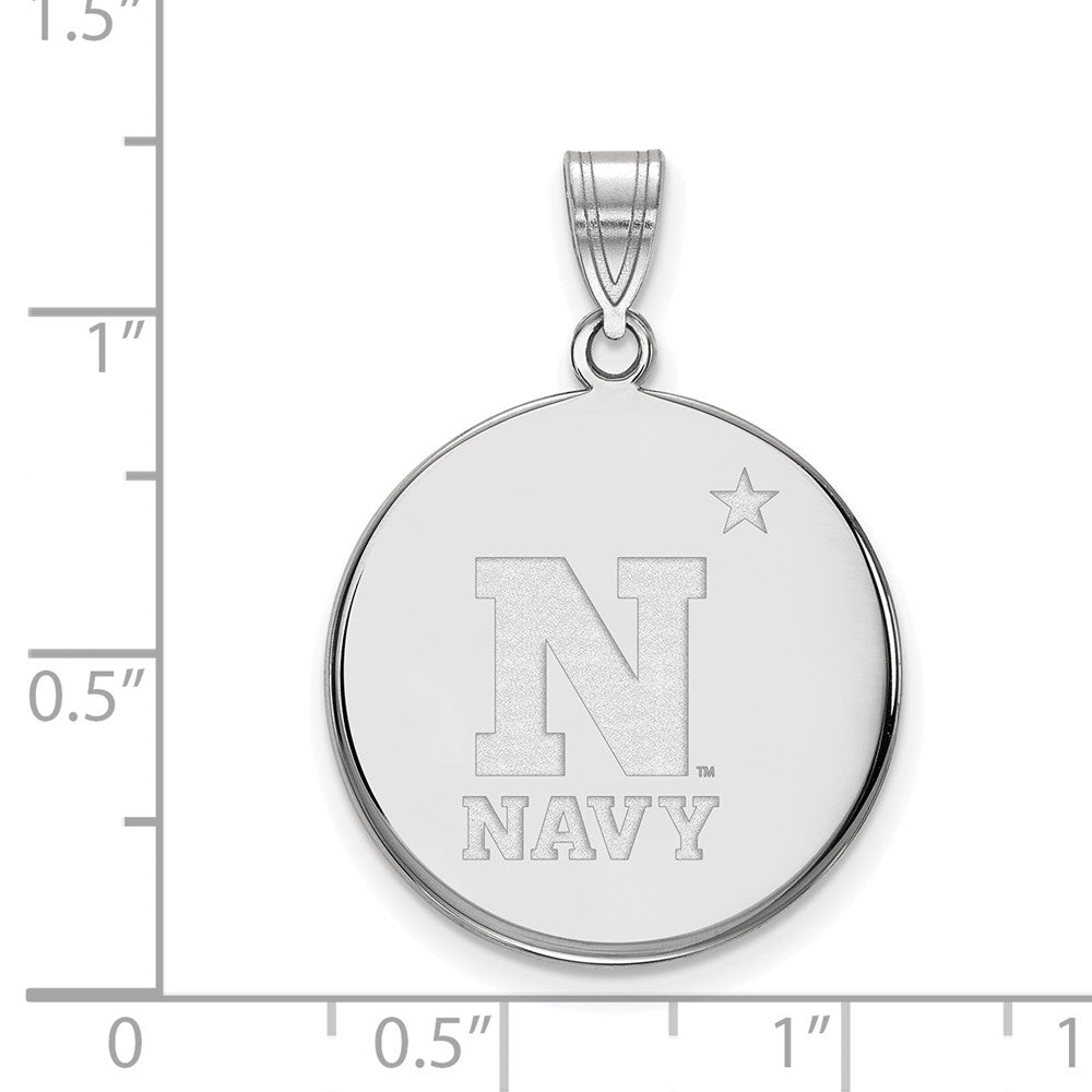 Sterlingsilber Rhodiniert Logoart Us Naval Akademie Groß Plättchen Anhänger