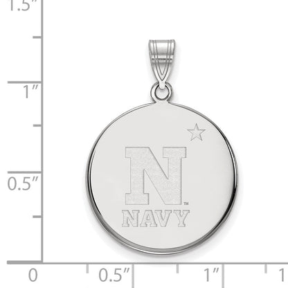 Sterlingsilber Rhodiniert Logoart Us Naval Akademie Groß Plättchen Anhänger