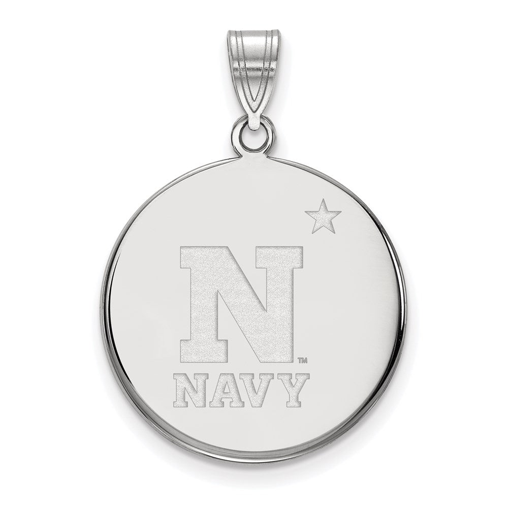 Sterlingsilber Rhodiniert Logoart Us Naval Akademie Groß Plättchen Anhänger
