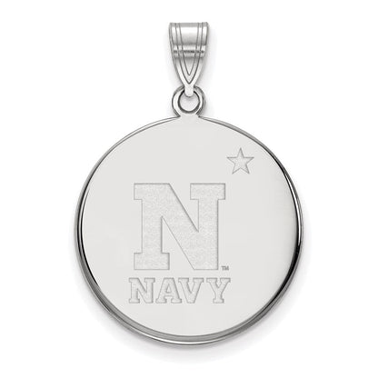 Sterlingsilber Rhodiniert Logoart Us Naval Akademie Groß Plättchen Anhänger