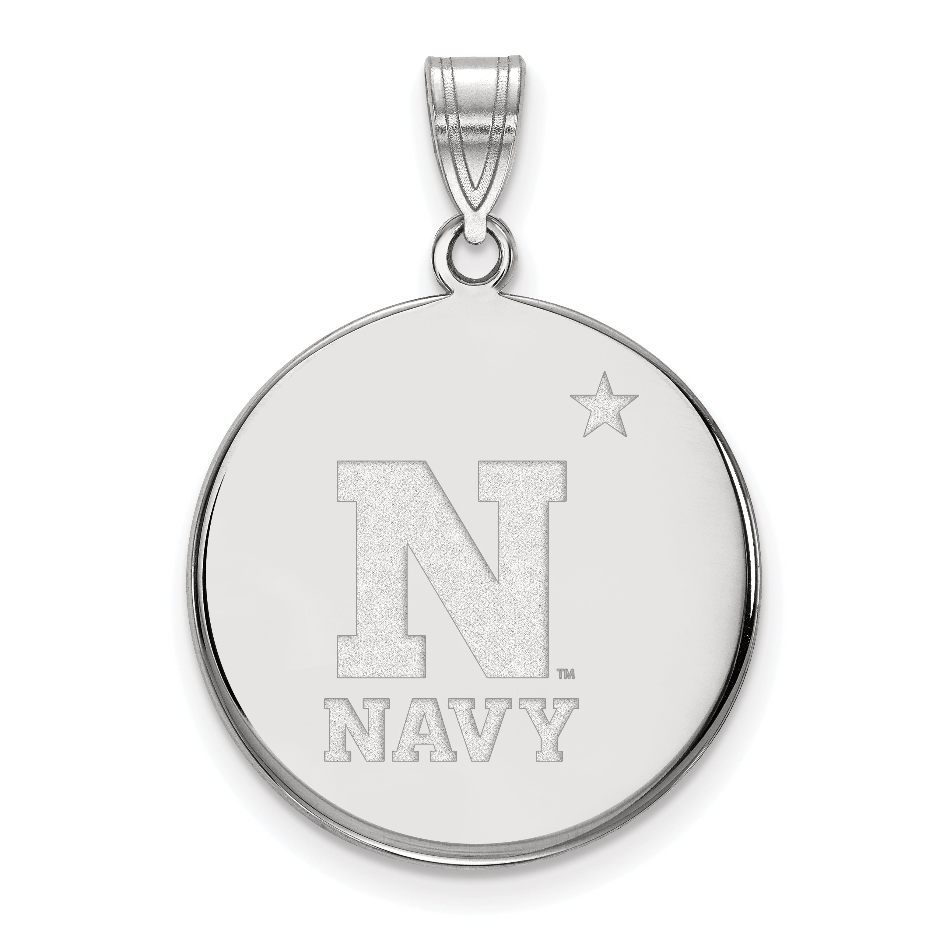 10K Weißgold Logoart Us Naval Akademie Groß Plättchen Anhänger