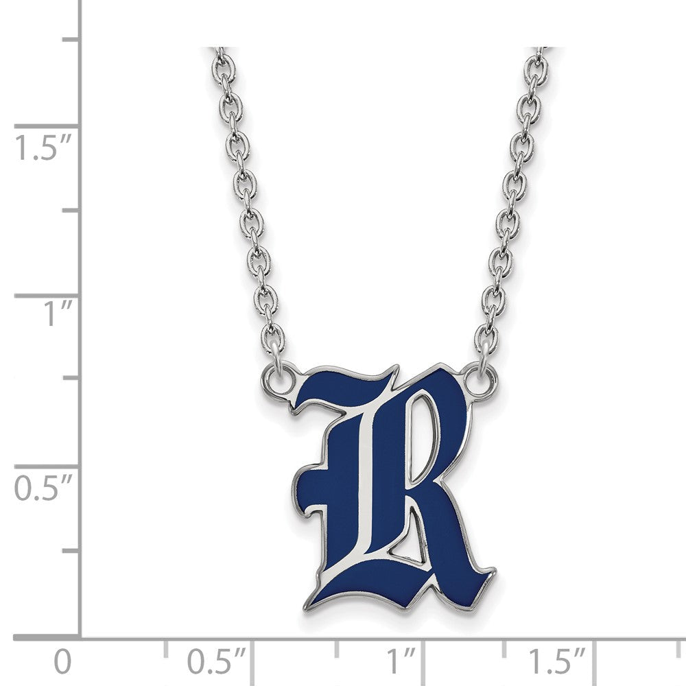 Sterlingsilber Rhodiniert Logoart Rice University Buchstabe R Groß Emailliert Anhänger 18 Zoll Halskette