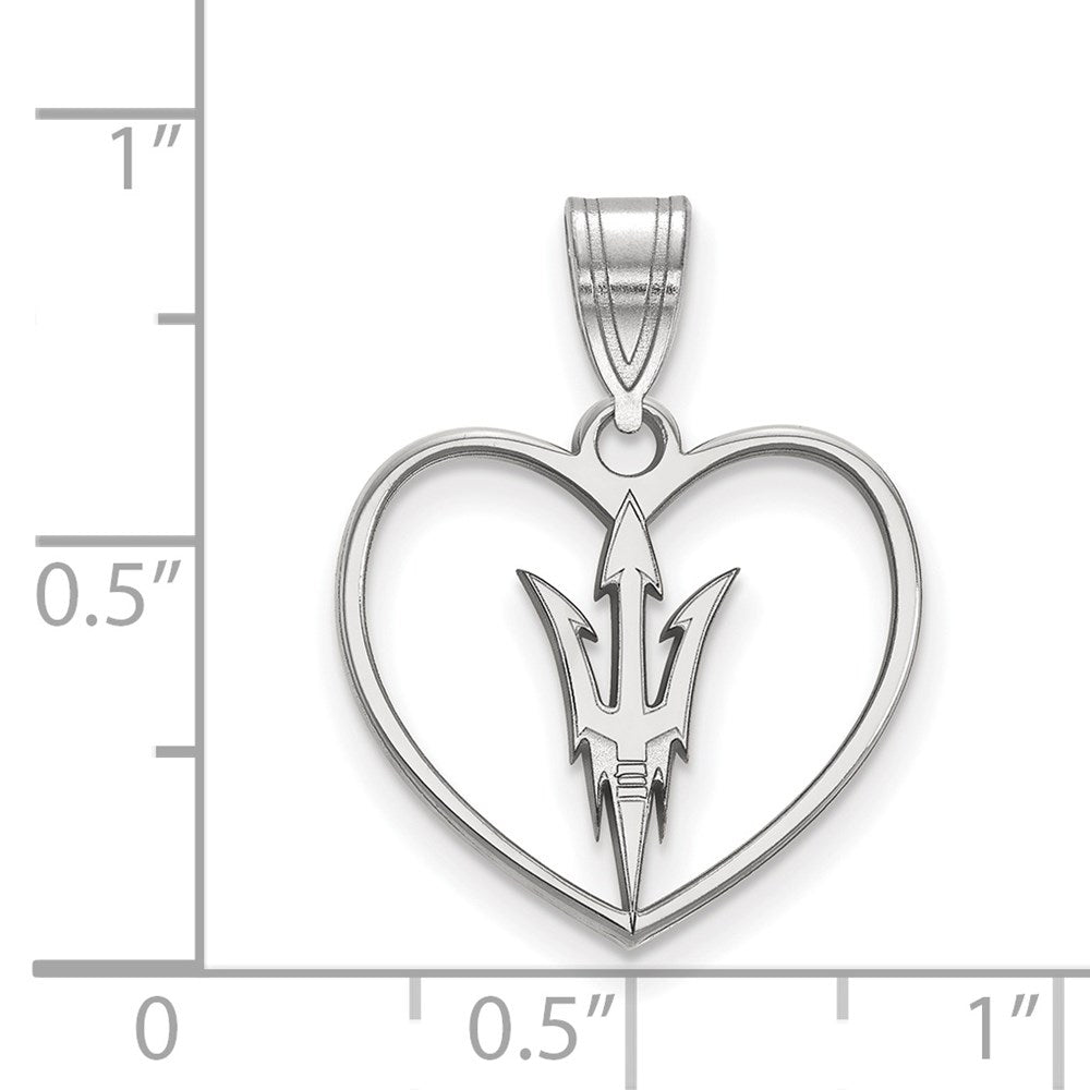 Sterlingsilber Rhodiniert Logoart Arizona State University Pitchfork Herz Anhänger