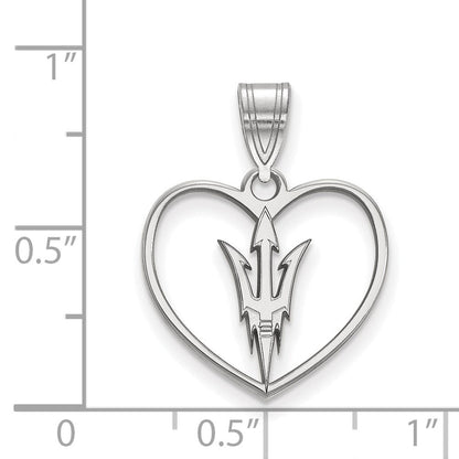Sterlingsilber Rhodiniert Logoart Arizona State University Pitchfork Herz Anhänger