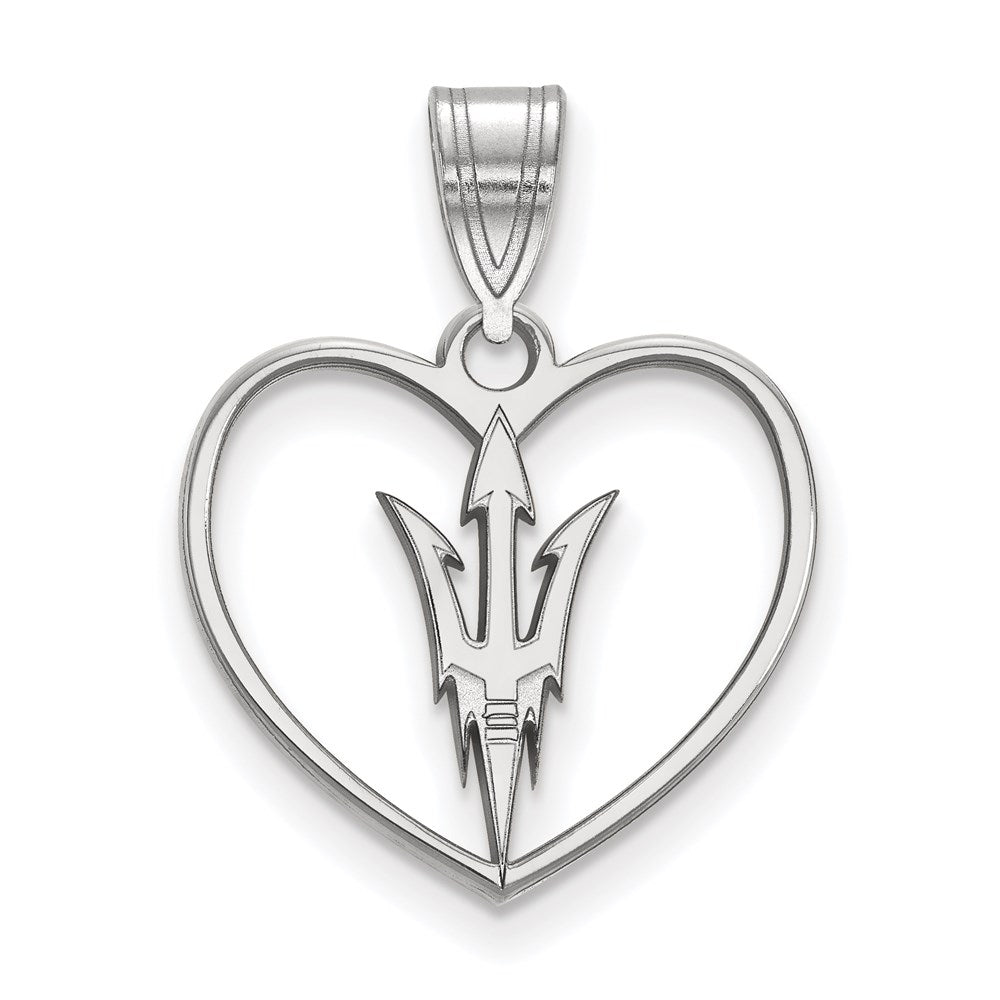 Sterlingsilber Rhodiniert Logoart Arizona State University Pitchfork Herz Anhänger
