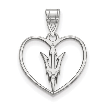 Sterlingsilber Rhodiniert Logoart Arizona State University Pitchfork Herz Anhänger