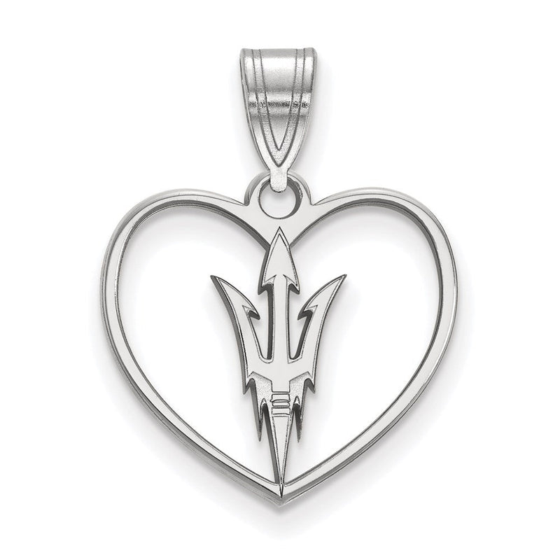 Sterlingsilber Rhodiniert Logoart Arizona State University Pitchfork Herz Anhänger