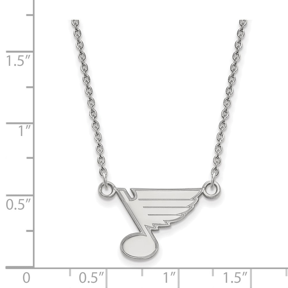 10K Weißgold Nhl Logoart St. Louis Blues Klein Anhänger 18 Zoll Halskette