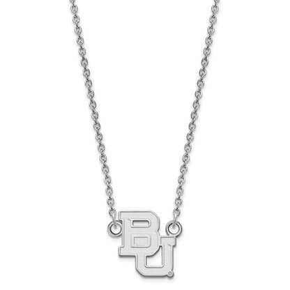 Sterlingsilber Rhodiniert Logoart Baylor University Bears Klein Anhänger 18 Zoll Halskette