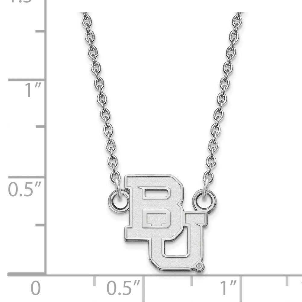 Sterlingsilber Rhodiniert Logoart Baylor University Bears Klein Anhänger 18 Zoll Halskette