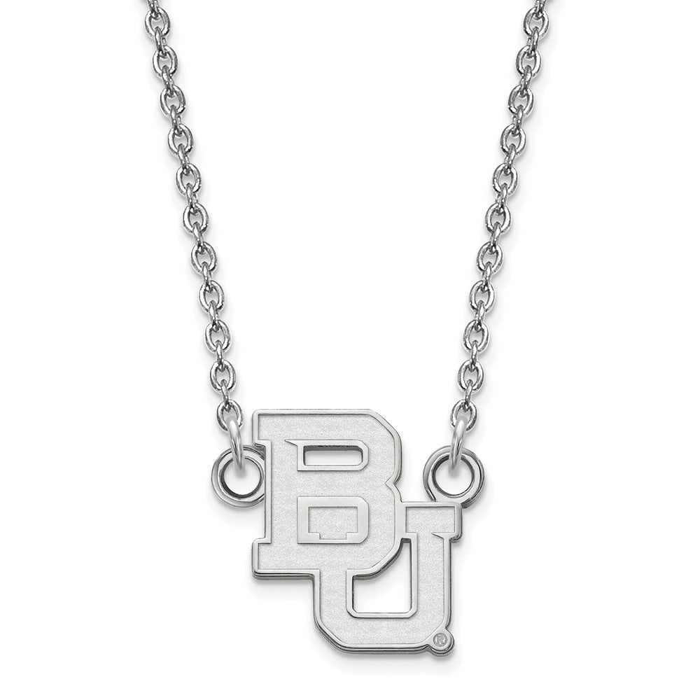 Sterlingsilber Rhodiniert Logoart Baylor University Bears Klein Anhänger 18 Zoll Halskette