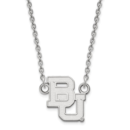 Sterlingsilber Rhodiniert Logoart Baylor University Bears Klein Anhänger 18 Zoll Halskette