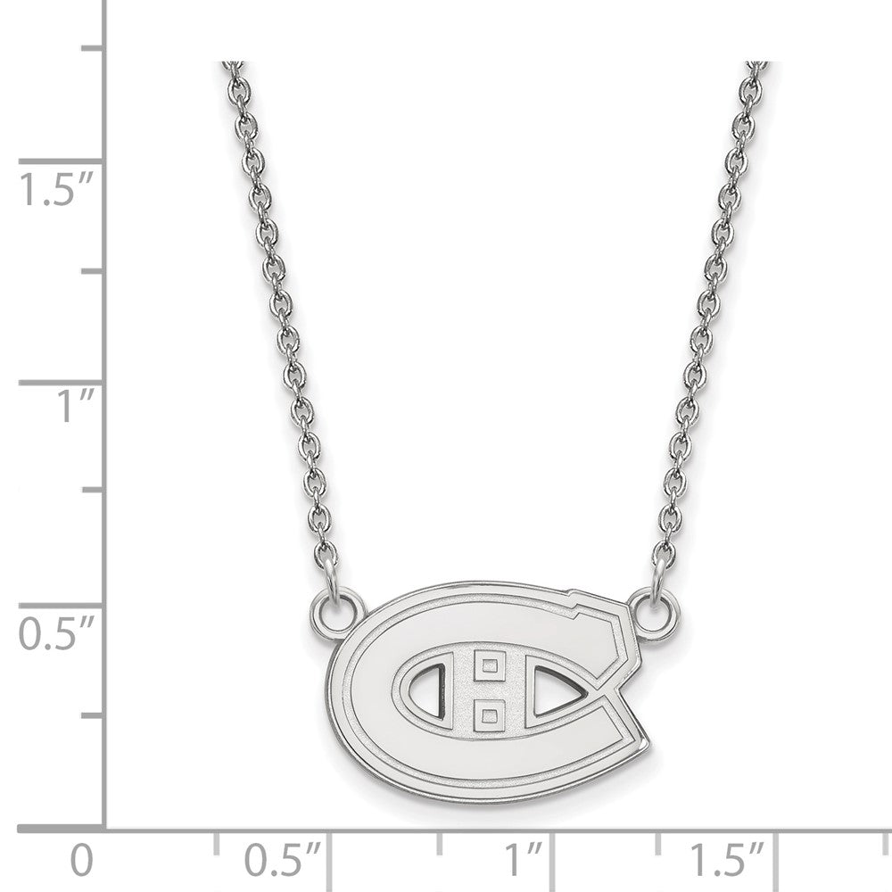10K Weißgold Nhl Logoart Montreal Canadiens Klein Anhänger 18 Zoll Halskette