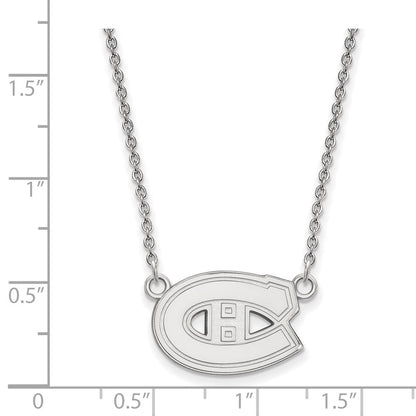 10K Weißgold Nhl Logoart Montreal Canadiens Klein Anhänger 18 Zoll Halskette