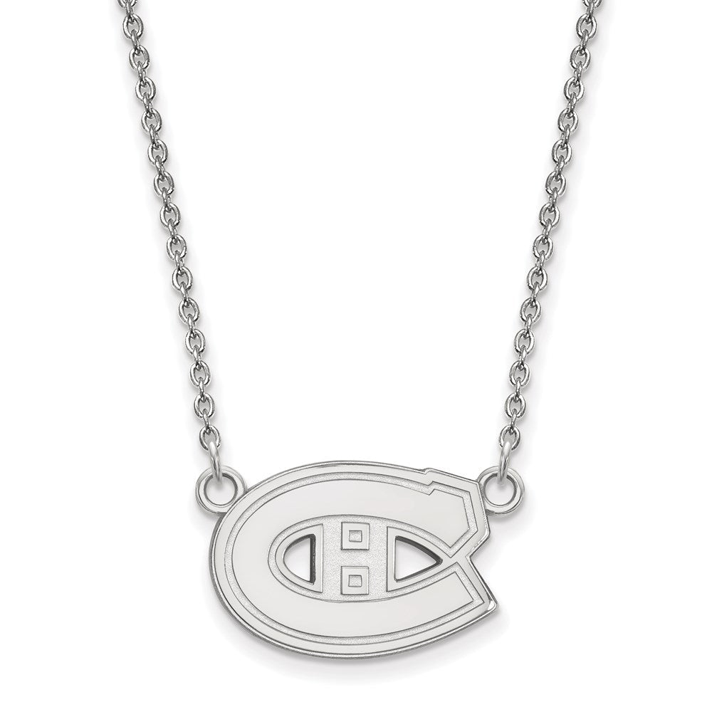 10K Weißgold Nhl Logoart Montreal Canadiens Klein Anhänger 18 Zoll Halskette