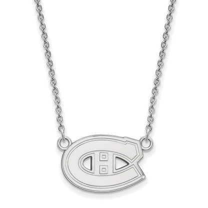 10K Weißgold Nhl Logoart Montreal Canadiens Klein Anhänger 18 Zoll Halskette
