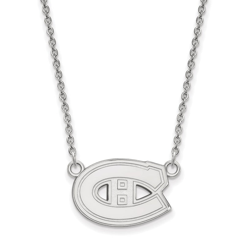10K Weißgold Nhl Logoart Montreal Canadiens Klein Anhänger 18 Zoll Halskette