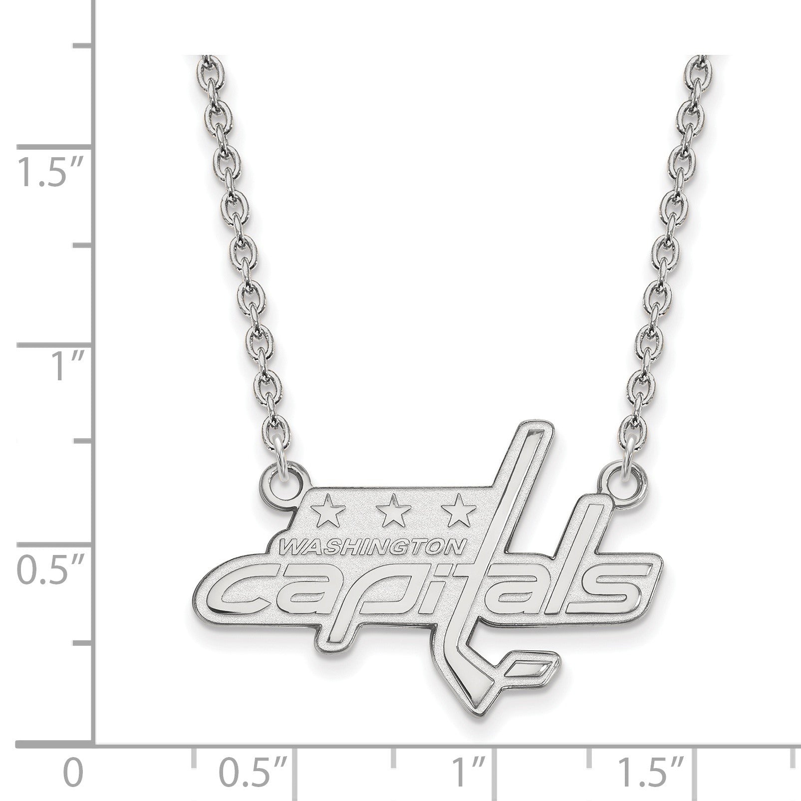 10K Weißgold Nhl Logoart Washington Capitals Groß Anhänger 18 Zoll Halskette
