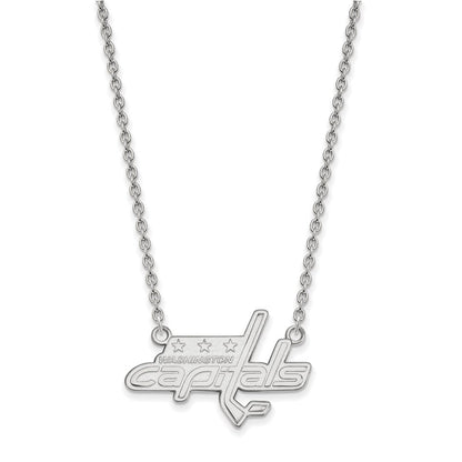 10K Weißgold Nhl Logoart Washington Capitals Groß Anhänger 18 Zoll Halskette