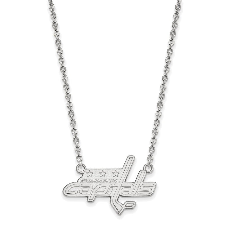 10K Weißgold Nhl Logoart Washington Capitals Groß Anhänger 18 Zoll Halskette
