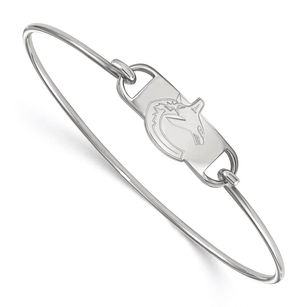 Sterlingsilber Rhodiniert Nhl Logoart Vancouver Canucks Klein Mittig 7 Zoll Draht Armreif