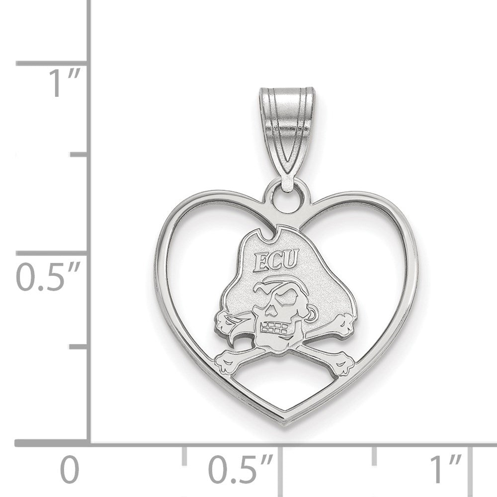 Sterlingsilber Rhodiniert Logoart Ost Carolina University Pirat Herz Anhänger
