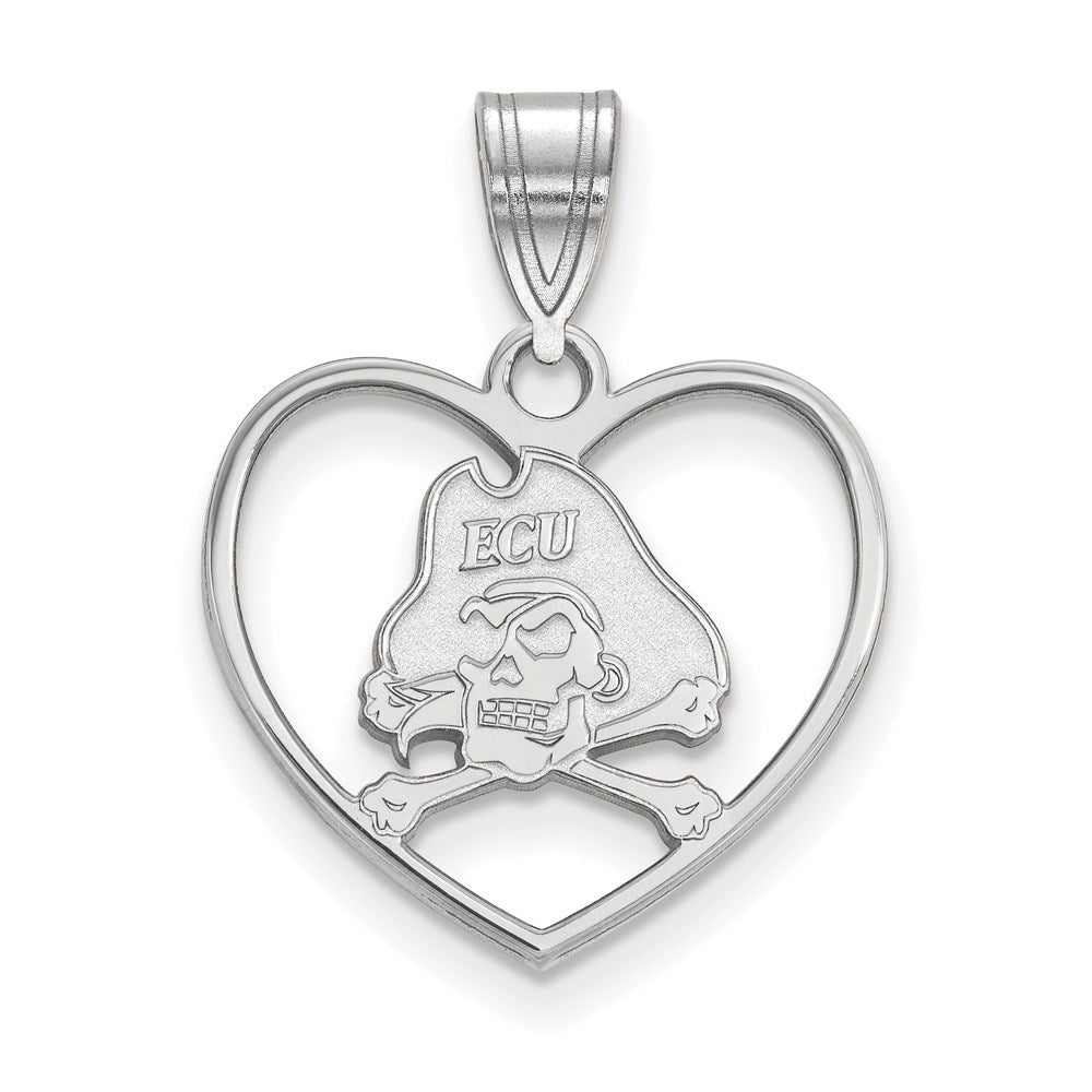 Sterlingsilber Rhodiniert Logoart Ost Carolina University Pirat Herz Anhänger