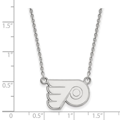 14K Weißgold Nhl Logoart Philadelphia Flyers Klein Anhänger 18 Zoll Halskette