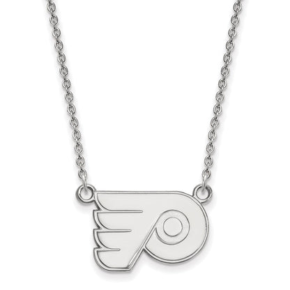14K Weißgold Nhl Logoart Philadelphia Flyers Klein Anhänger 18 Zoll Halskette