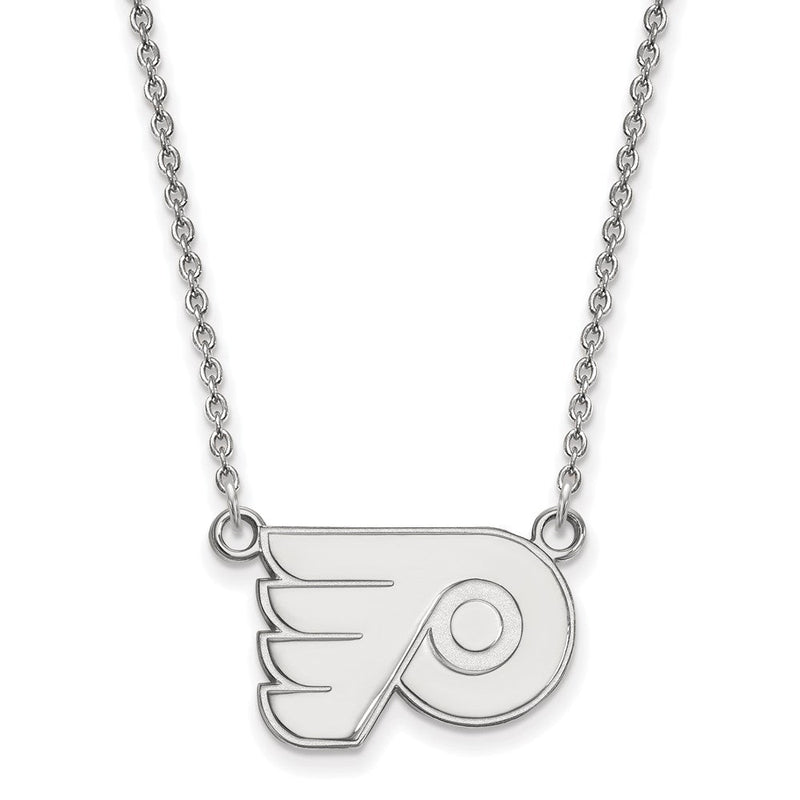 Sterlingsilber Rhodiniert Nhl Logoart Philadelphia Flyers Klein Anhänger 18 Zoll Halskette