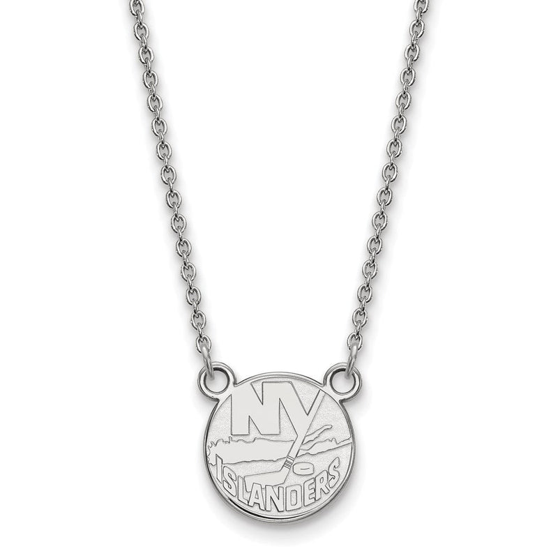 10K Weißgold Nhl Logoart New York Islanders Klein Anhänger 18 Zoll Halskette