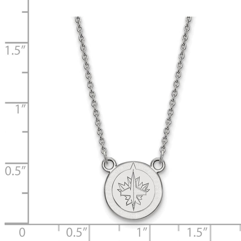 10K Weißgold Nhl Logoart Winnipeg Jets Klein Anhänger 18 Zoll Halskette