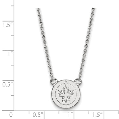 10K Weißgold Nhl Logoart Winnipeg Jets Klein Anhänger 18 Zoll Halskette