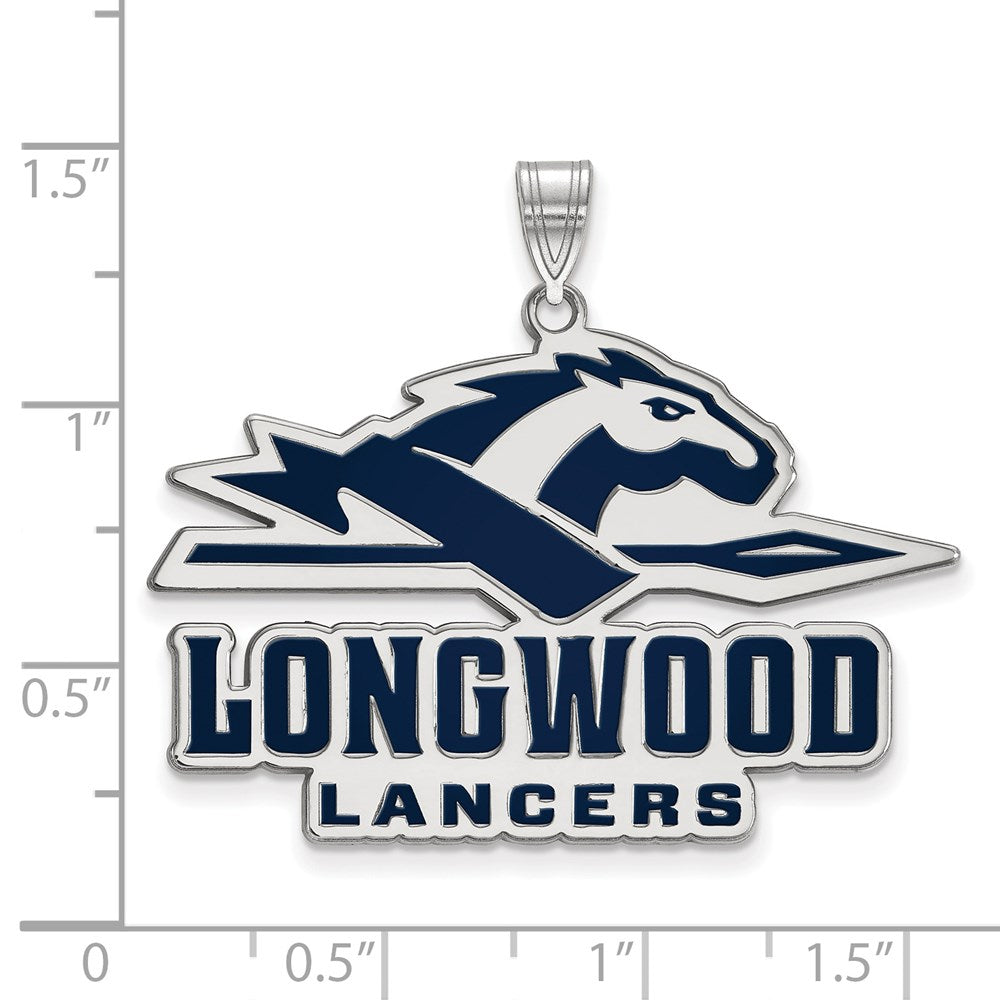 Sterlingsilber Rhodiniert Logoart Longwood University Lancers Extra Groß Emailliert Anhänger