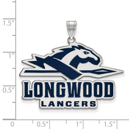 Sterlingsilber Rhodiniert Logoart Longwood University Lancers Extra Groß Emailliert Anhänger