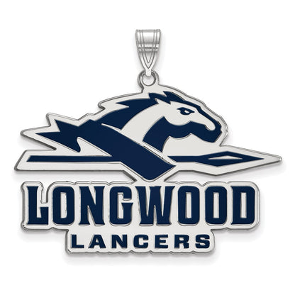 Sterlingsilber Rhodiniert Logoart Longwood University Lancers Extra Groß Emailliert Anhänger
