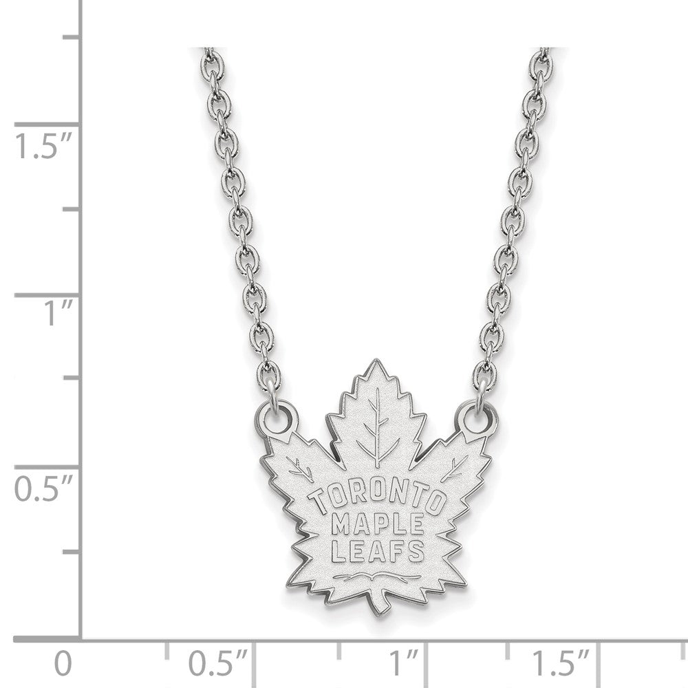 Sterlingsilber Rhodiniert Nhl Logoart Toronto Maple Leafs Groß Anhänger 18 Zoll Halskette